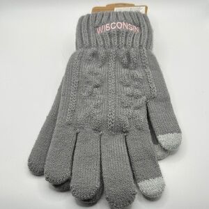 Gray Wisconsin Knit Gloves